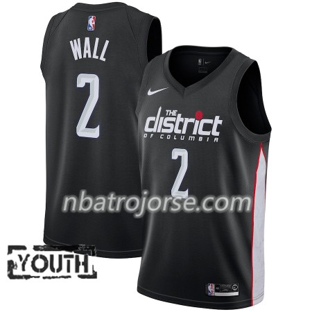 Barn Washington Wizards Tröja John Wall 2 2018-19 Nike City Edition Svart Swingman